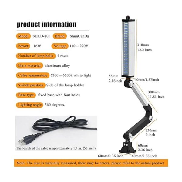 Luz LED de trabajo a máquina de 120 V 16 W impermeable