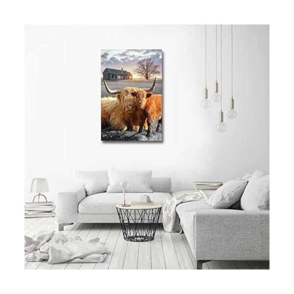 Lienzo de vaca de las tierras altas arte de pared con_3