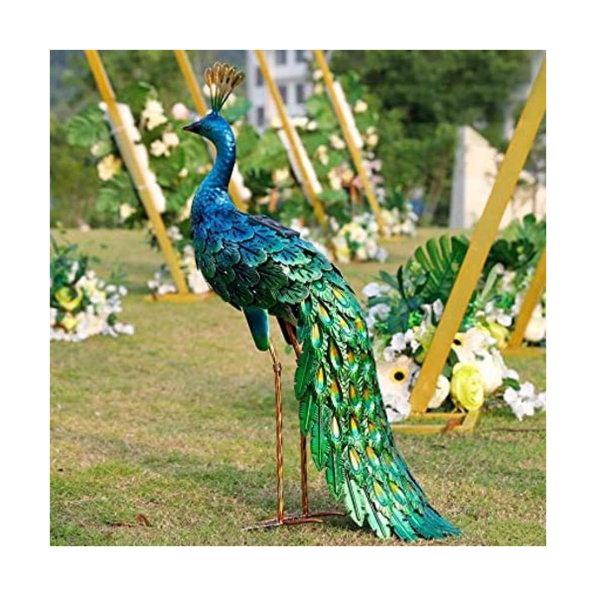 Estatua Chisheen de pavo real solar para jardín