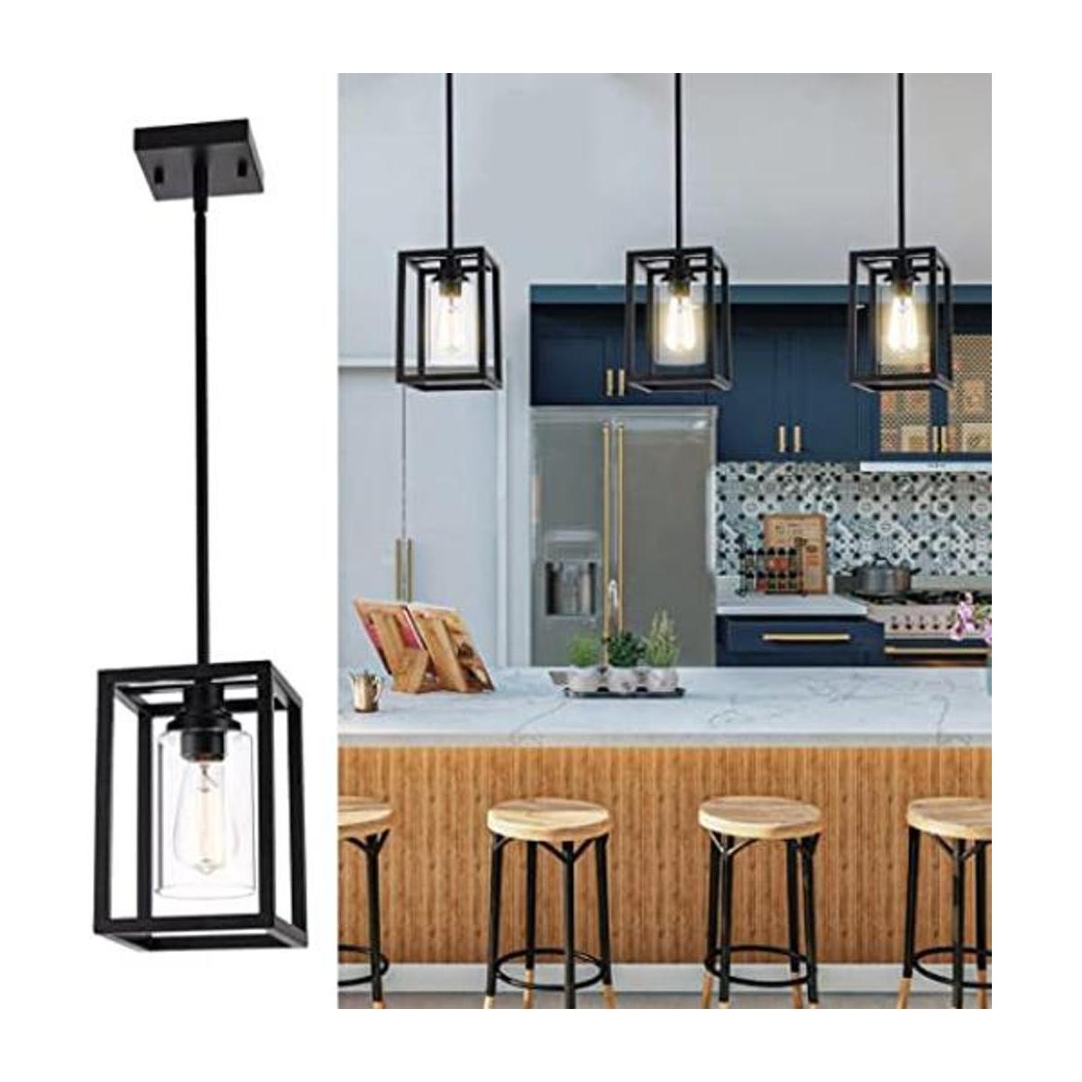 Lámpara colgante de granja negra luz industrial de isla