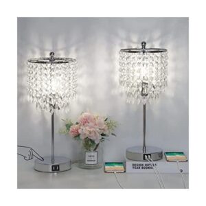 Lámpara de mesa de control táctil de cristal con 2 puertos_1