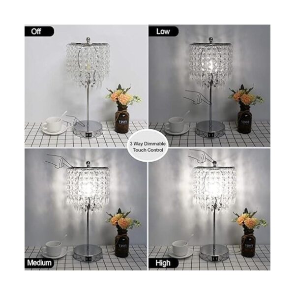 Lámpara de mesa de control táctil de cristal con 2 puertos_4