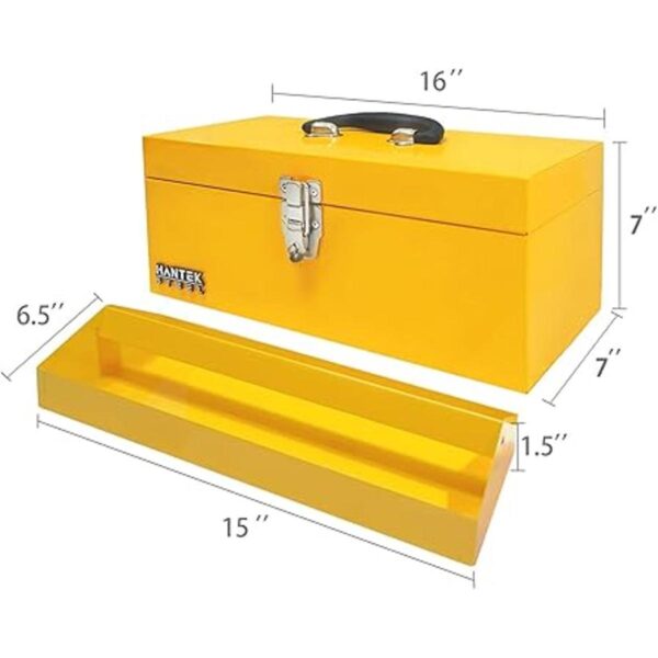 Caja de herramientas portátil de acero resistente de 16