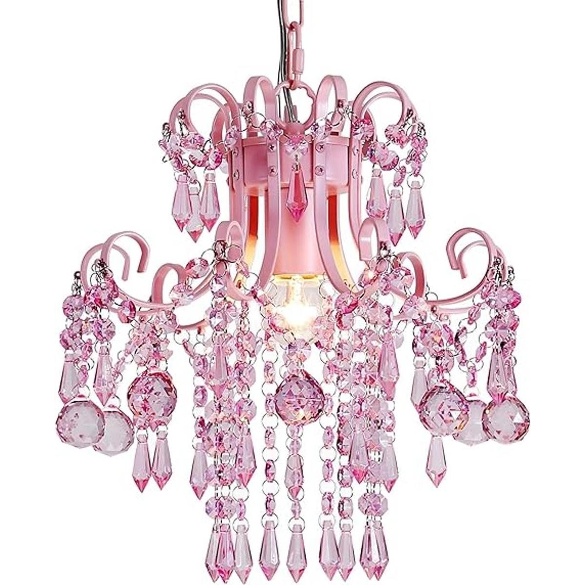 QS Mini Crystal Chandelier Modern Pink ChandelierSmall