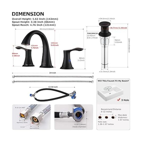 PARLOS Grifo para baño de doble manija extendido con_5