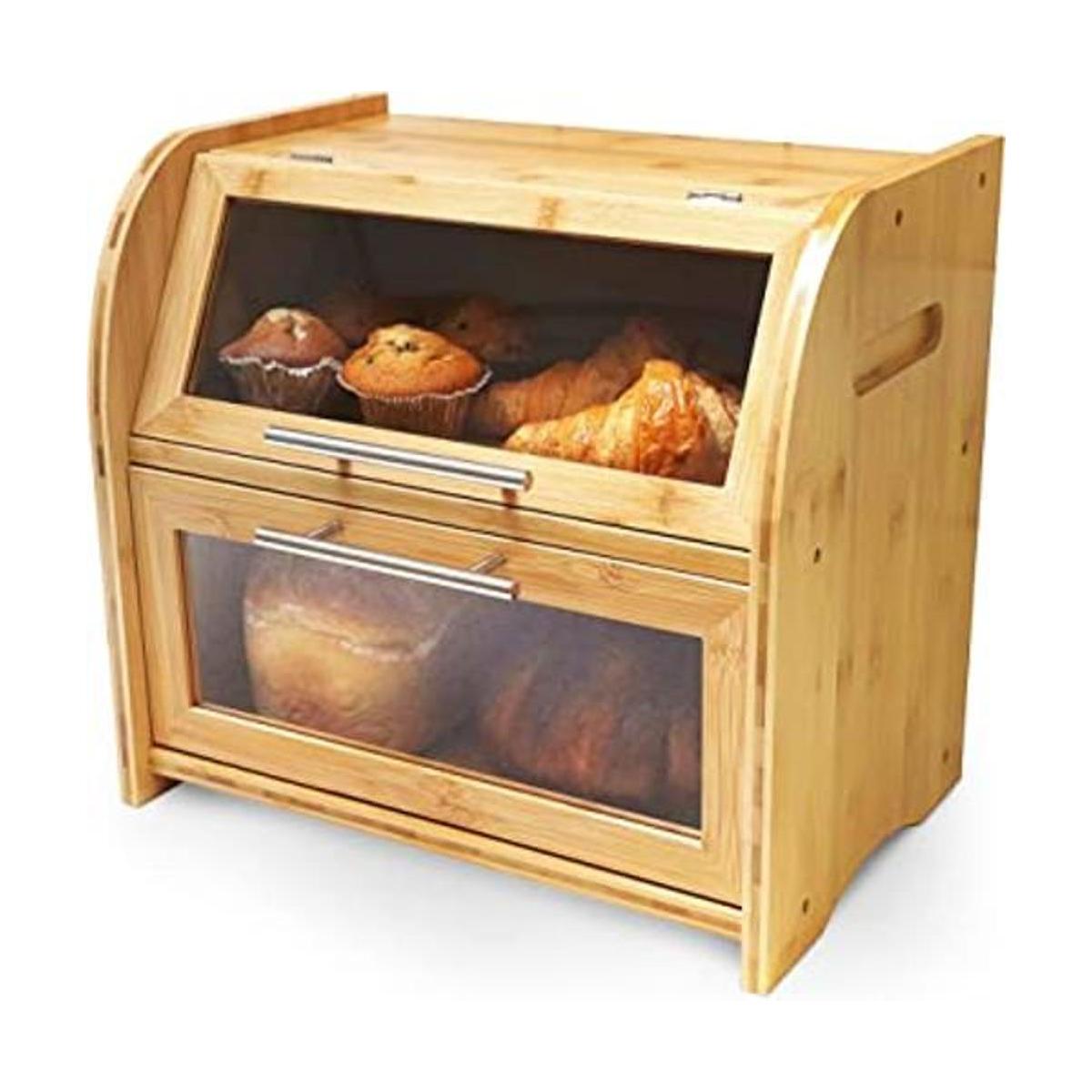 Arise Elegante caja de pan de bambú para encimera de