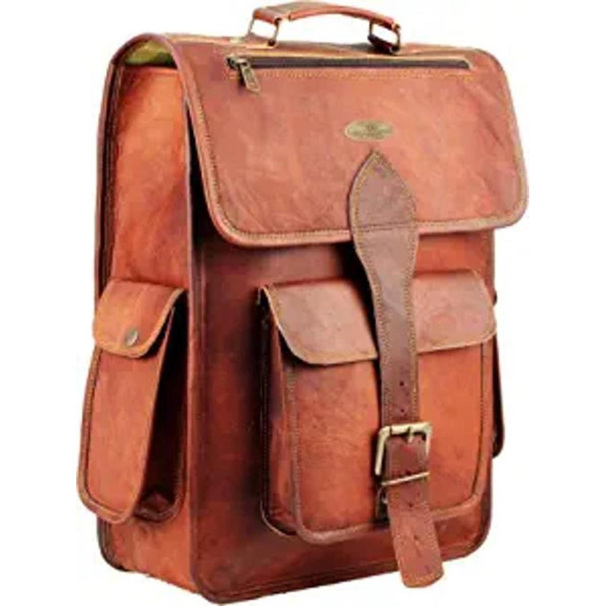 HULSH Mochila de cuero genuino de 16 pulgadas para mujeres