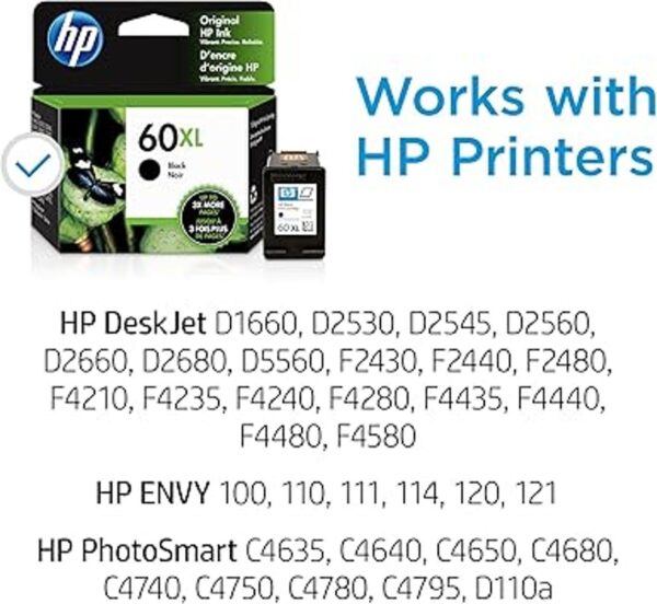 Cartucho de tinta negra original HP 60XL de alto_2