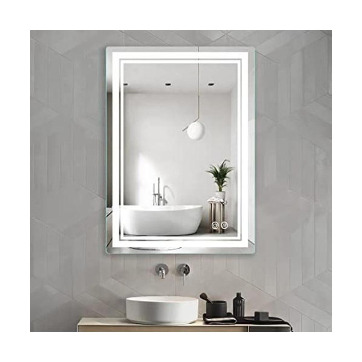 Butylux Espejo de baño iluminado con luz LED de 28 x 20
