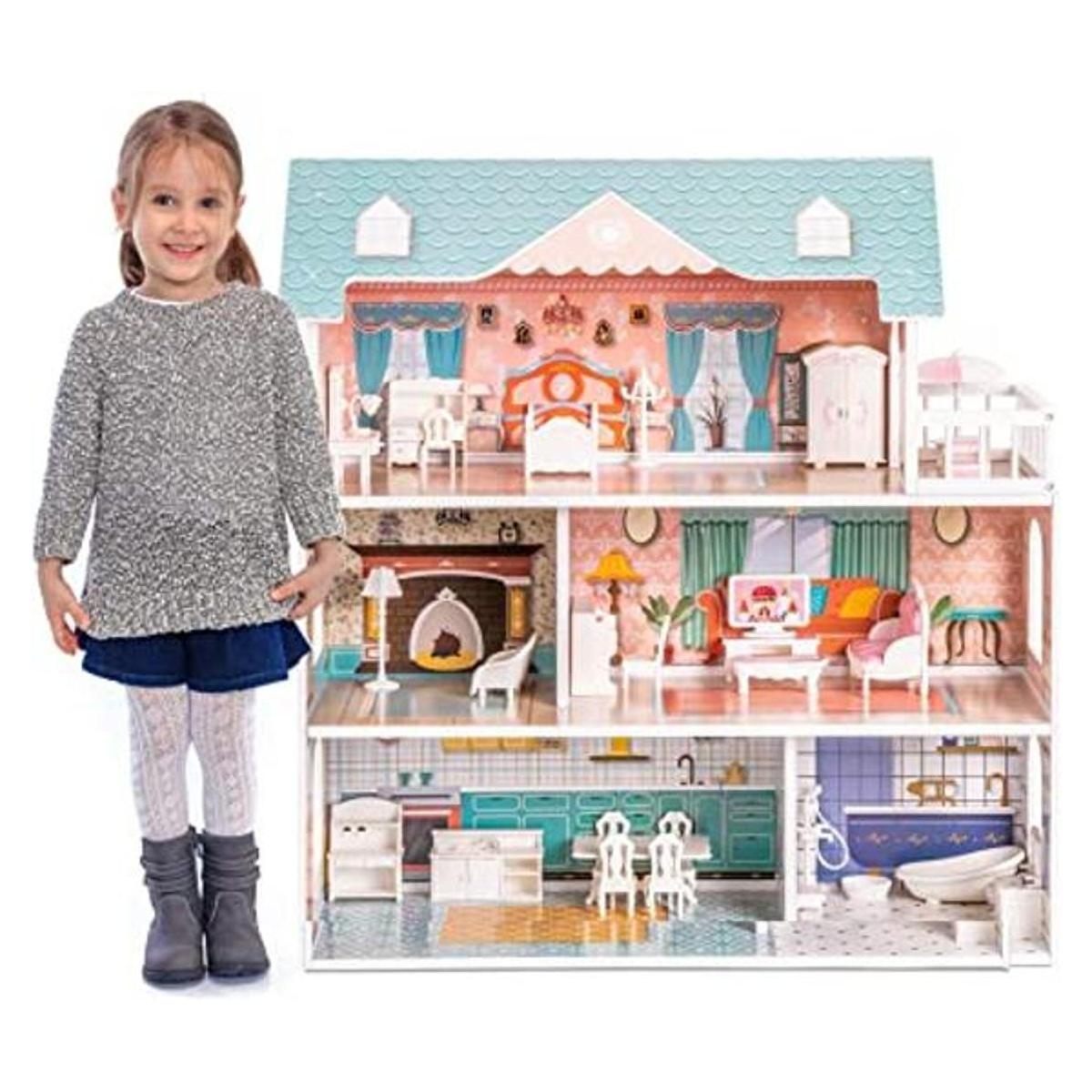 ROBUD Casa de madera para muñecas regalo de juguete para