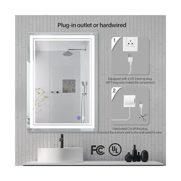 Butylux Espejo de baño iluminado con luz LED de 28 x 20_5