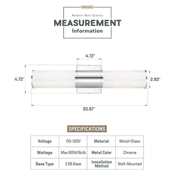 METWET Lámparas de tocador de baño luces de pared_3