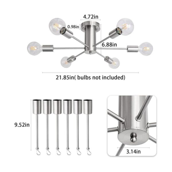 MRHYSWD Lámpara de techo semiempotrada de 6 luces lámpara_2