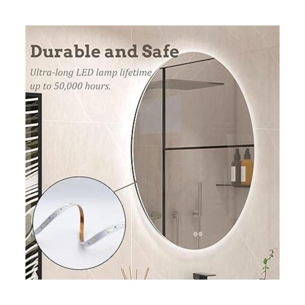 BuLife Espejo de baño LED retroiluminado ovalado de 28 x_6