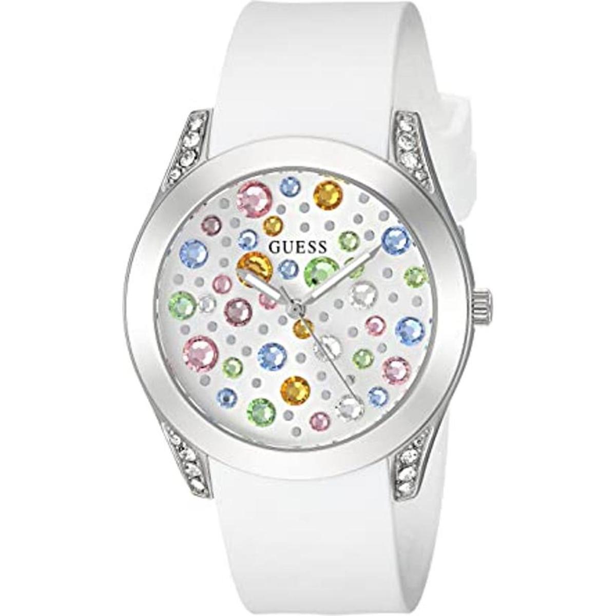 GUESS Reloj con joyas en tono plateado y blanco