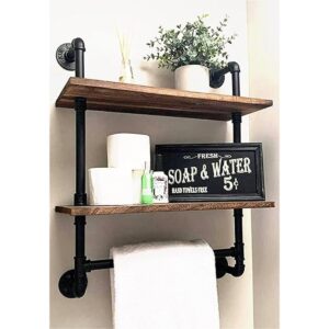 Estante de baño industrial de tubo estante de madera