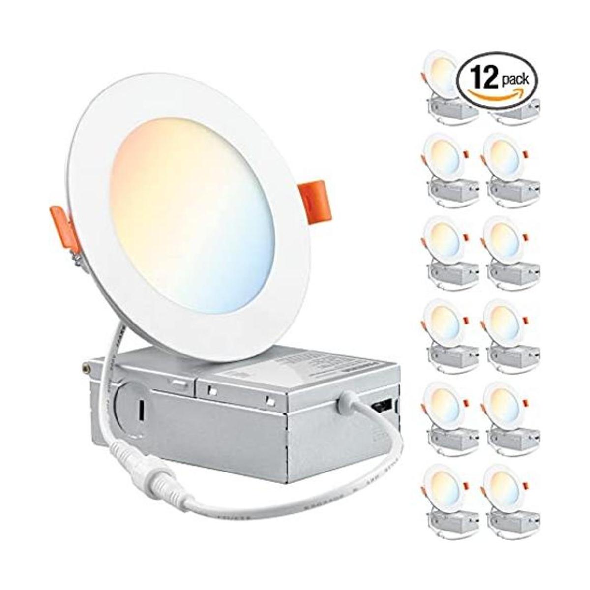 PARMIDA Paquete de 12 luces LED empotrables ultrafinas de