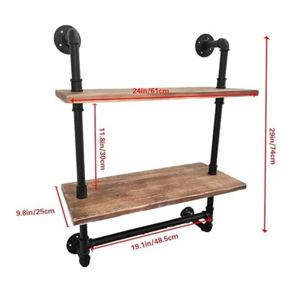 Estante de baño industrial de tubo estante de madera