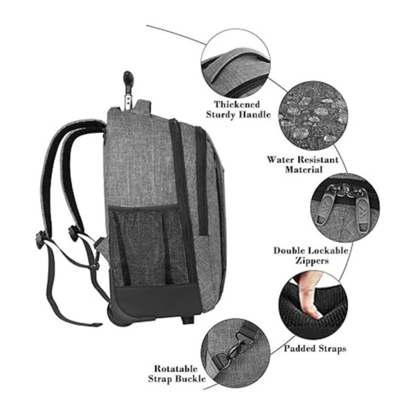 MATEIN Mochila rodante resistente al agua mochila de_5