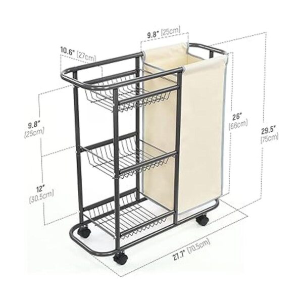 Doxbom Carrito clasificador de ropa rodante cesta de
