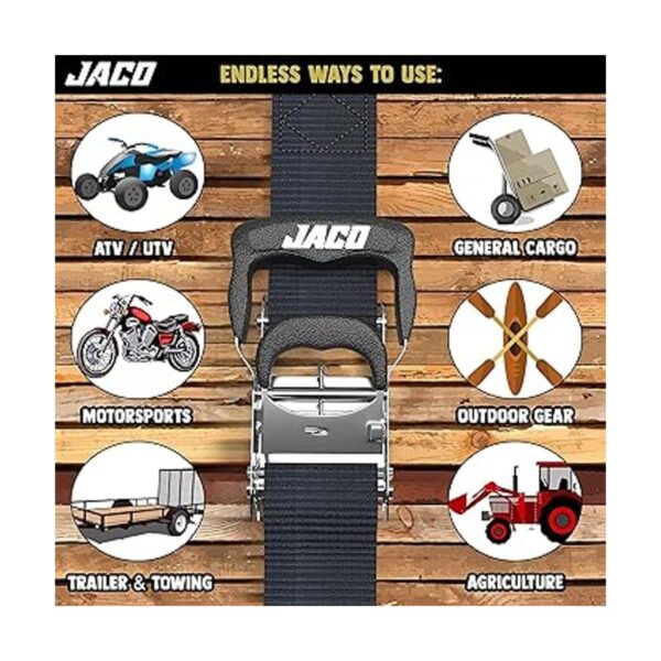 JACO Heavy Duty Ratchet Straps 1.6 in x 8 ft 4 Pack_4