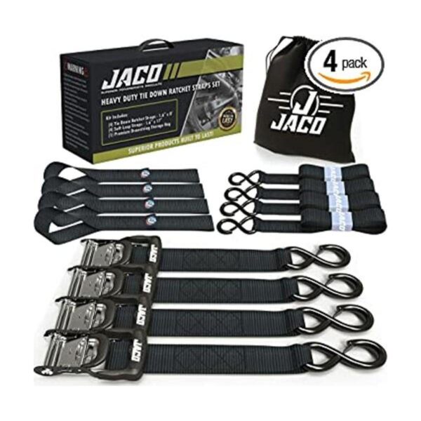 JACO Heavy Duty Ratchet Straps 1.6 in x 8 ft 4 Pack_1