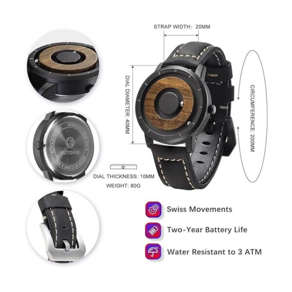 EUTOUR Relojes de madera para hombre relojes magnéticos_3