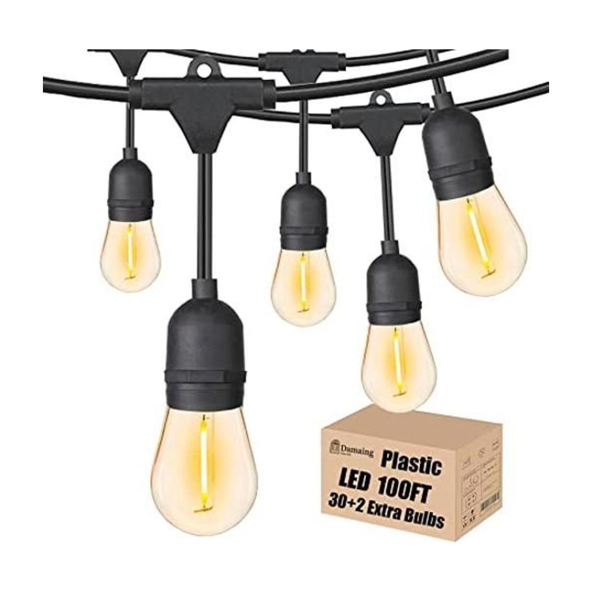 Cadena de luces LED para exteriores de 100 pies con 30