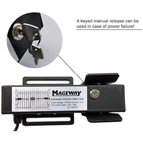 Mageway 24VDC Cerradura de compuerta eléctrica automática