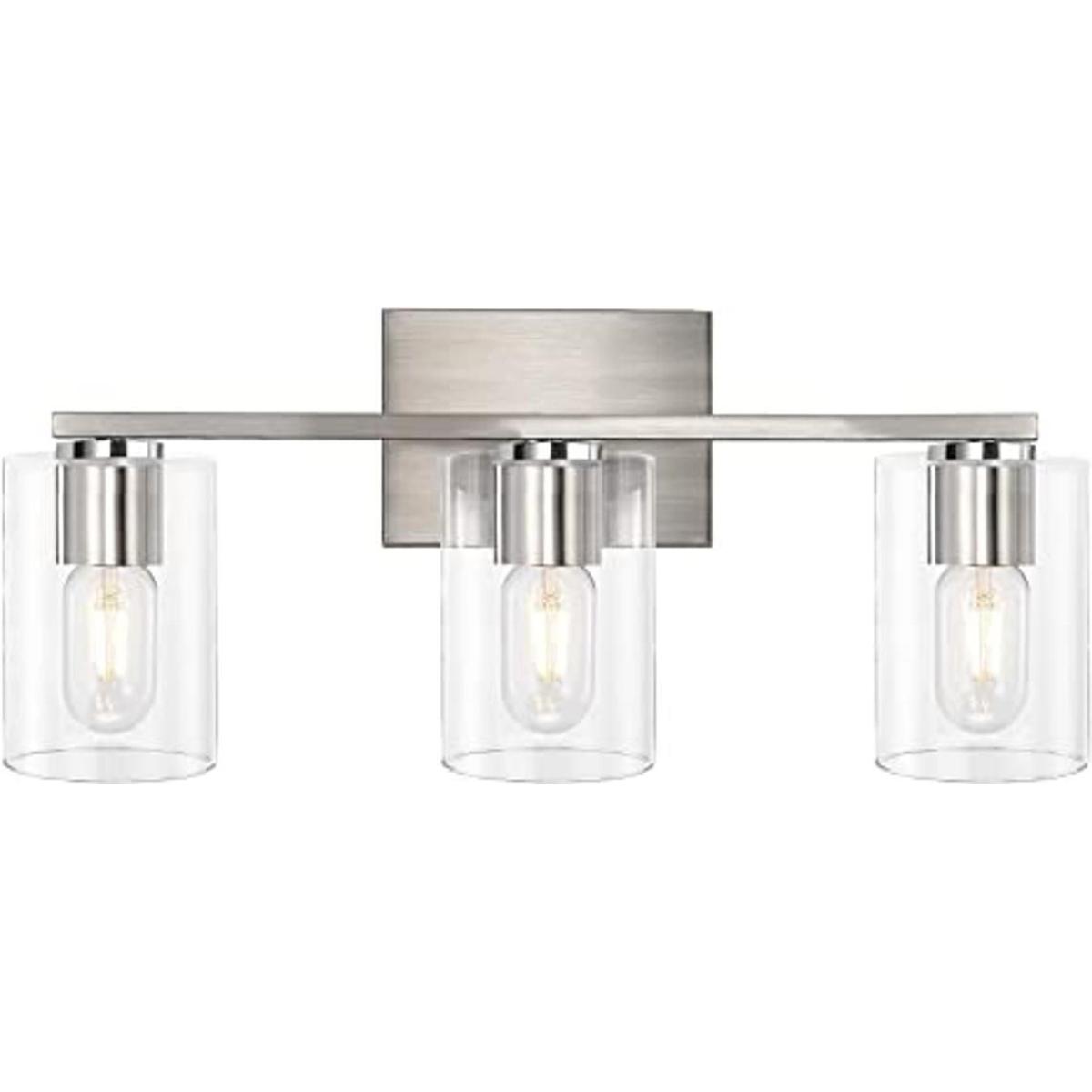 DRNANLIT Lámpara de tocador de 3 luces níquel cepillado