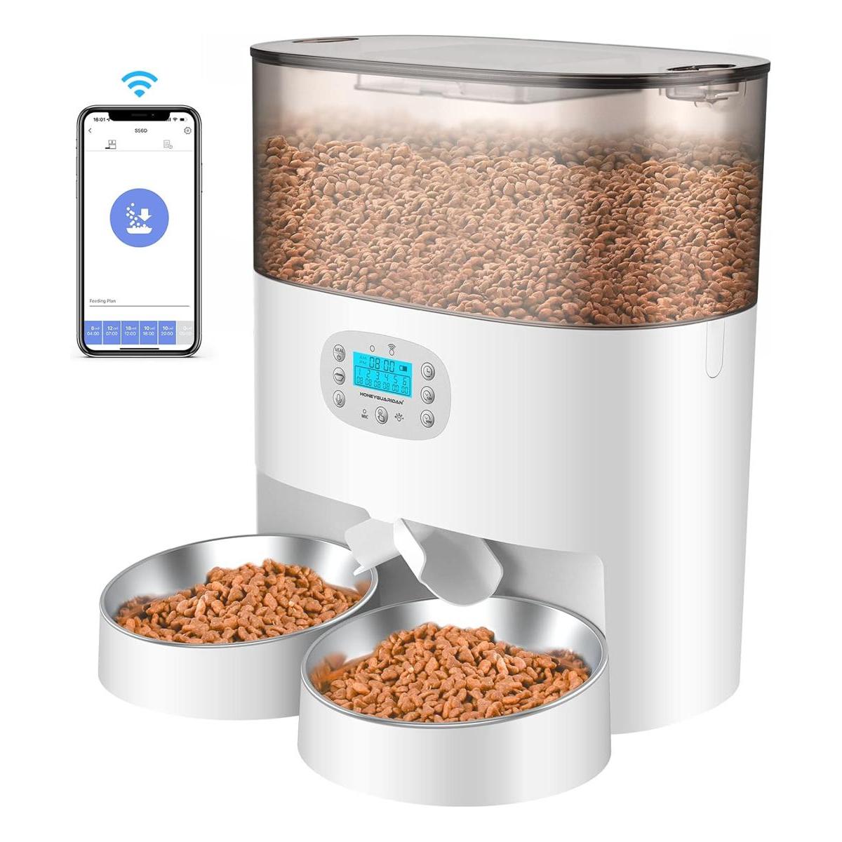 HoneyGuaridan 6L Automatic Cat Feeder for 2 Cats 2.4G