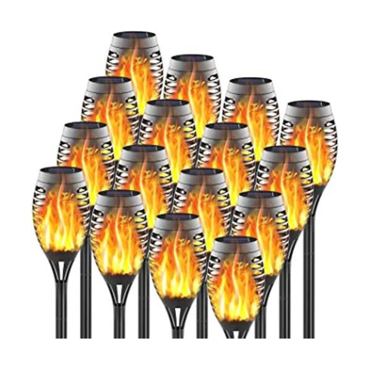 FITSAN Paquete de 16 mini luces solares de antorcha 12