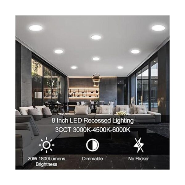 Paquete de 6 luces LED empotrables de 8 pulgadas con caja_3