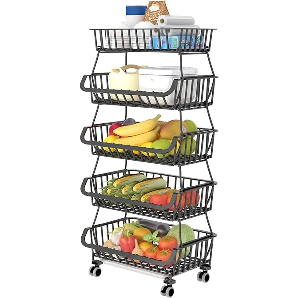 OKZEST Cesta de almacenamiento de 5 niveles para frutas y