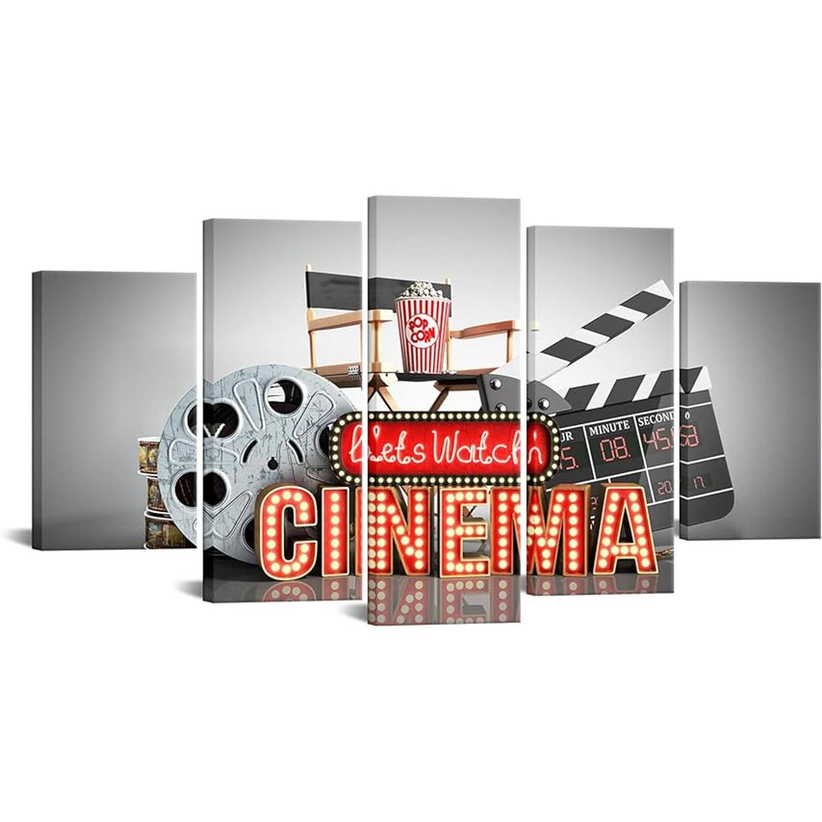 Cuadro grande de 5 piezas de cine para cine carretes de