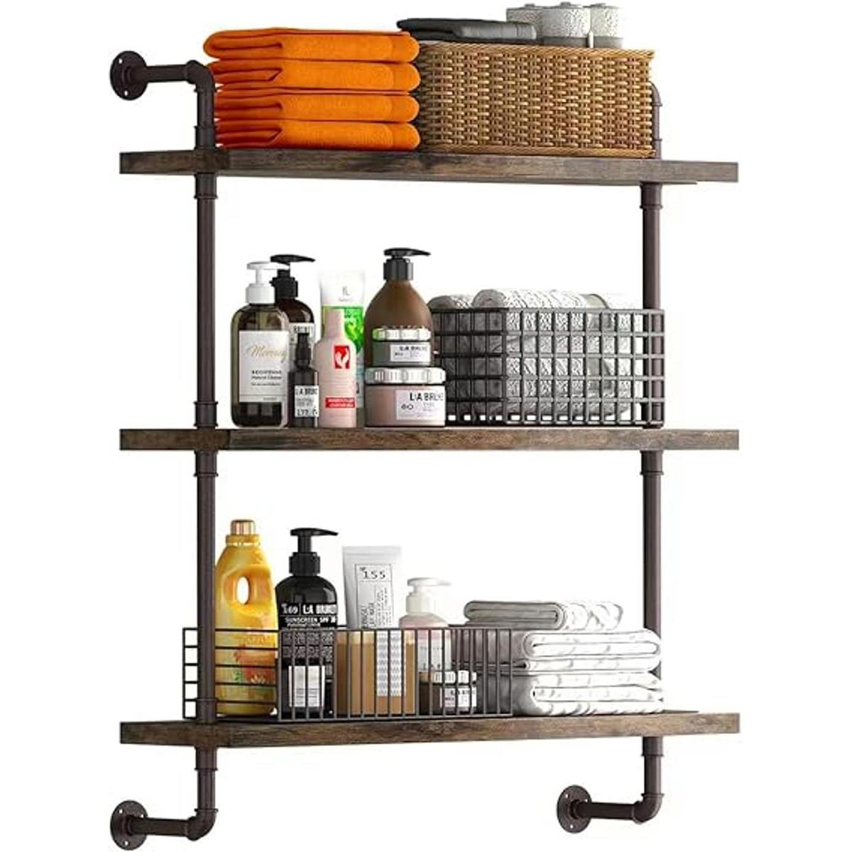 Helsin Estante industrial de 3 niveles estantes flotantes