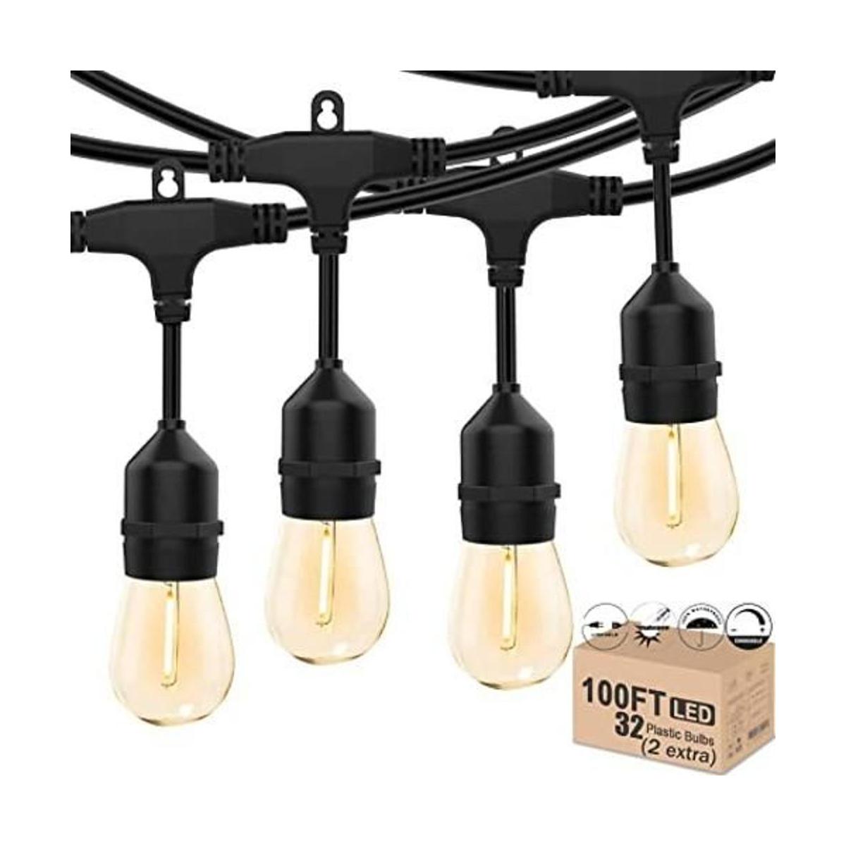 Cadena de luces LED para exteriores de 100 pies de alta