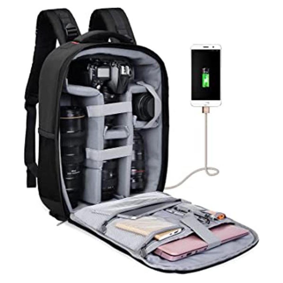 Cwatcun Mochila para cámara DSLR profesional con puerto de