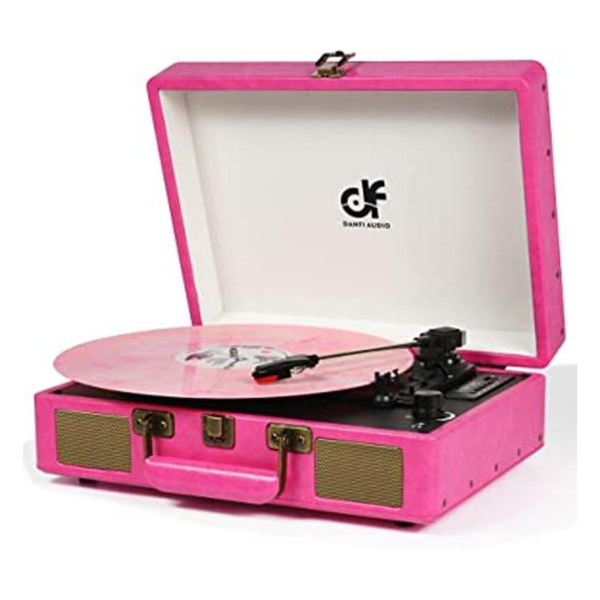 Reproductor de discos de maleta Bluetooth vintage con