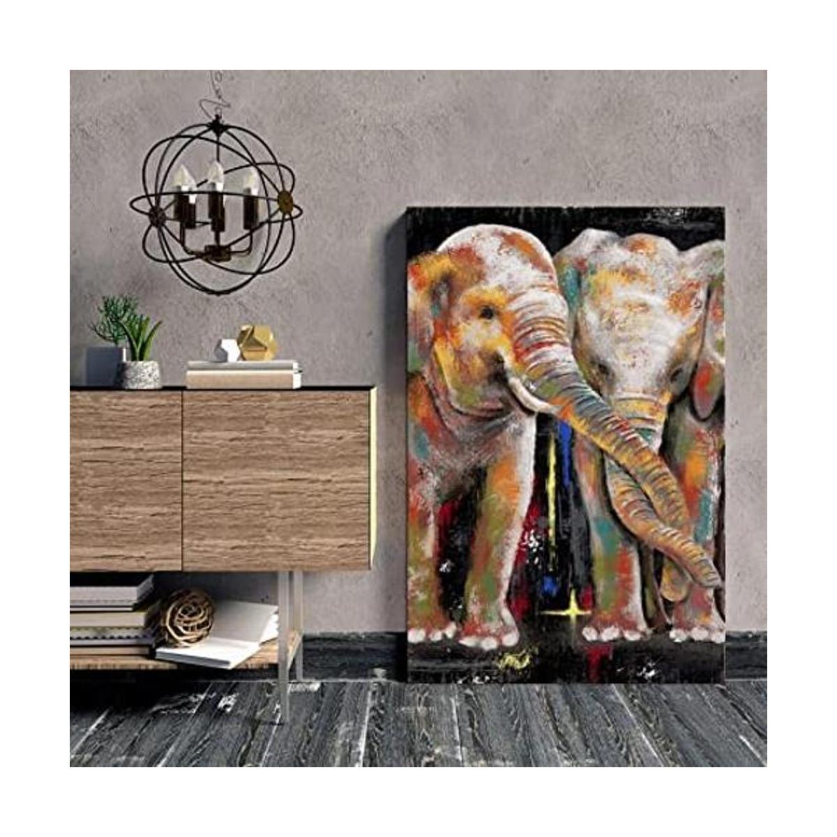 Lienzo de pintura de elefante arte de pared colorido con
