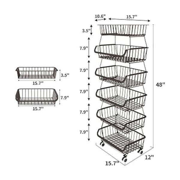 Fruit Vegetable Storage Basket with Wheels Kitchen Storage_2