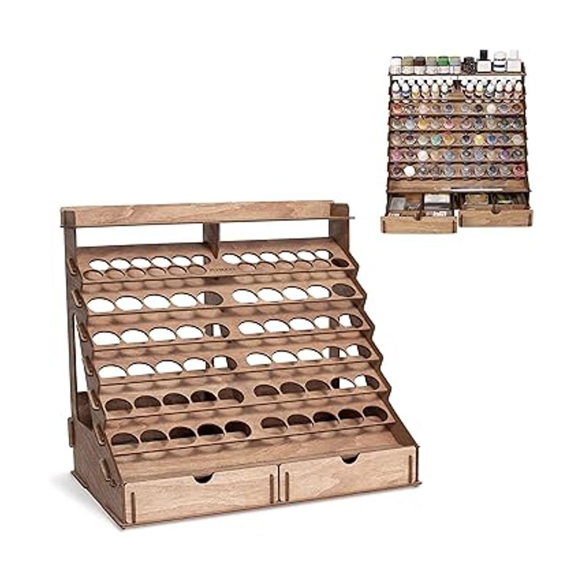 PLYDOLEX Organizador de pintura de madera para 74 botellas
