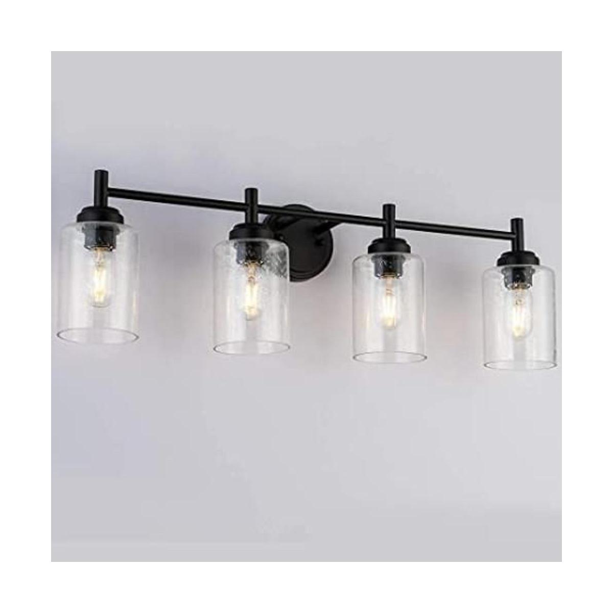 Berliget Luces de tocador de baño negras con 4 luces