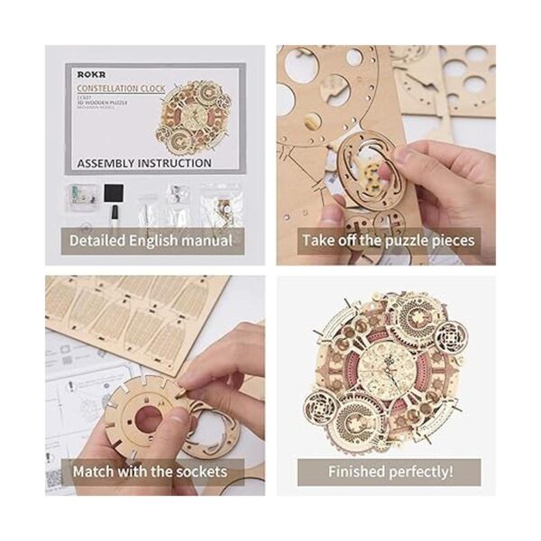 ROKR Reloj de rompecabezas de madera 3D para adultos kits_4
