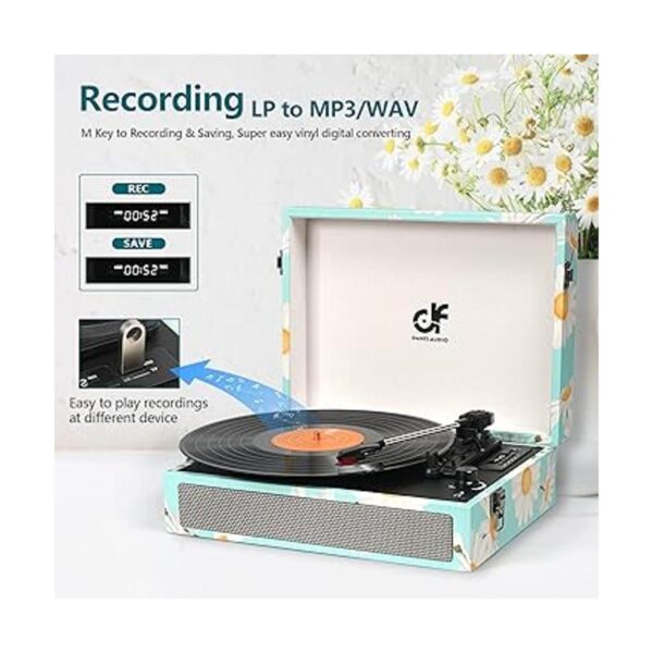 Reproductor de discos de vinilo Bluetooth con altavoces_4