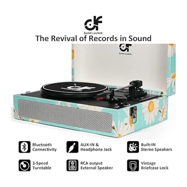 Reproductor de discos de vinilo Bluetooth con altavoces_5