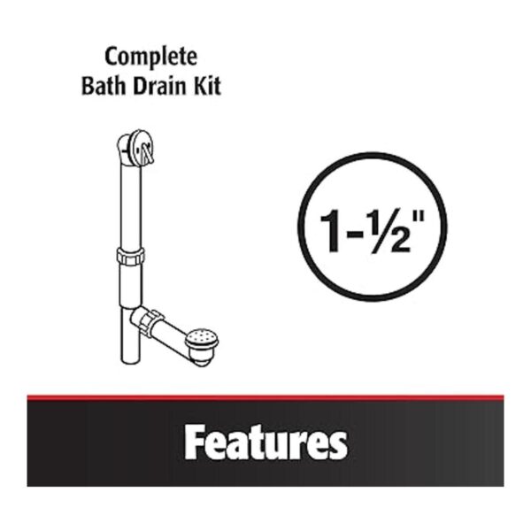 Keeney Kit de drenaje de bañera de PVC con cable de 645_4