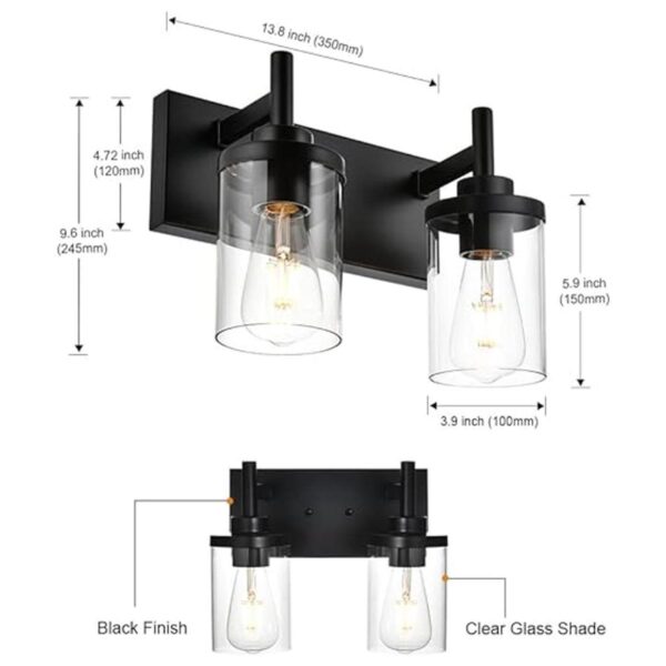 QueeuQ Lámpara de tocador de baño de 2 luces iluminación_3