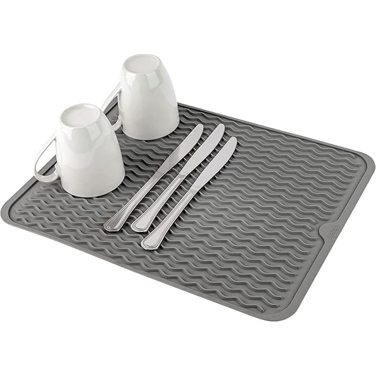 Tapete de silicona para secar platos orificio de drenaje