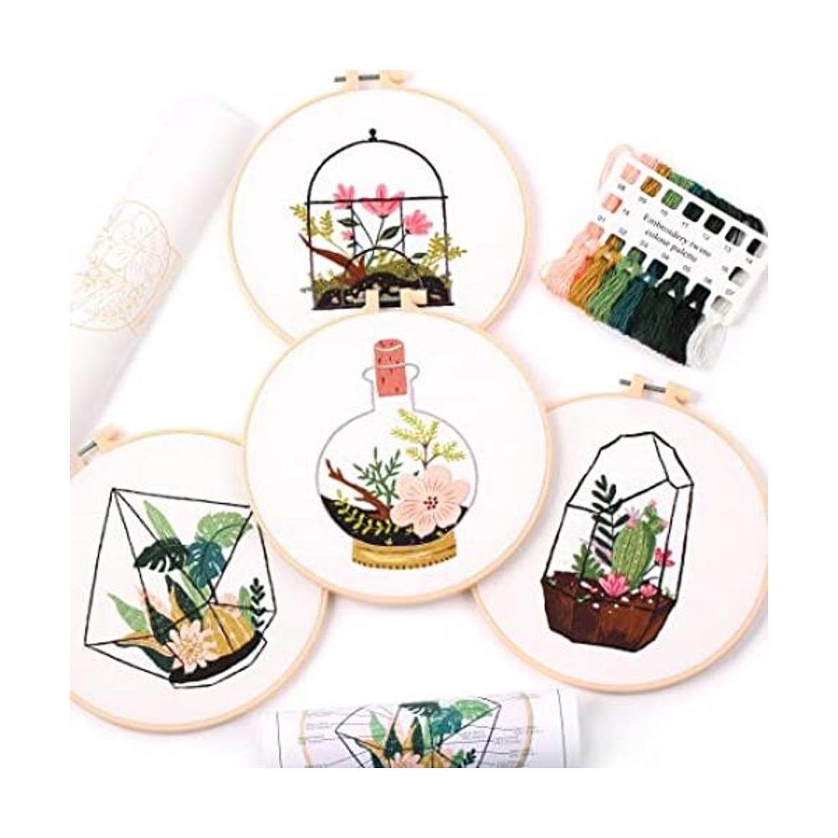 REEWISLY Kit de iniciación de bordado de 4 piezas con